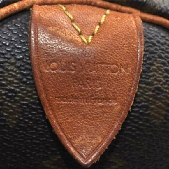 Vintage Louis Vuitton Speedy 25 Monogram Logo Satchel Boston Bag Brown Tan - Picture 15 of 16
